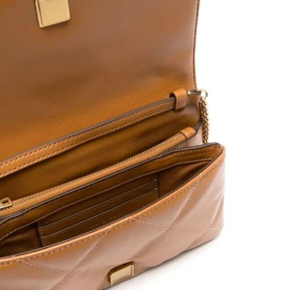 NWT ✅Tory Burch KIRA Diamond Quilt Chain Wallet #158624 Classic Chestnut - Picture 4 of 16